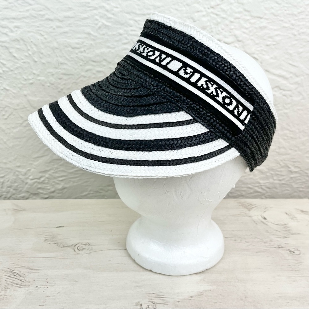 Missoni Mare Beach Hat Visor Woven Black White One Size - Picture 6 of 10